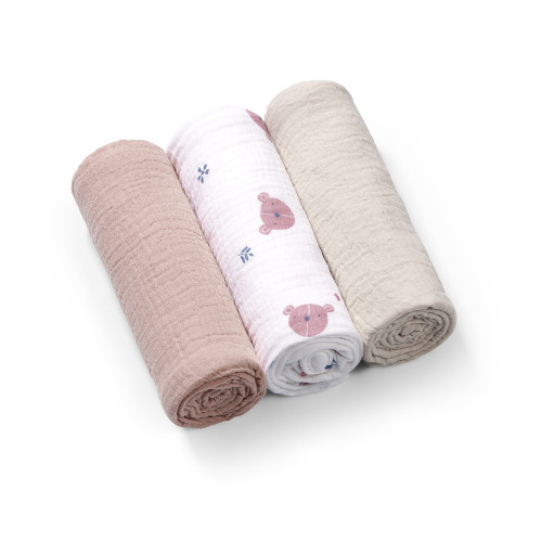 Mušelínové - super měkké plenky, 3 ks 70x70 cm Pudrová Baby Ono