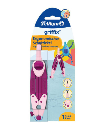 Kružítko Griffix, růžové, ergonomické