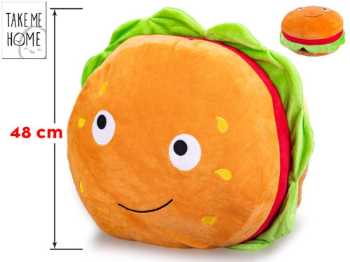 Take Me Home hamburger plyšový 40 cm s obličejem