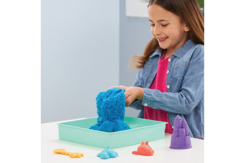 Krabice tekutého písku s podložkou modrá Kinetic Sand