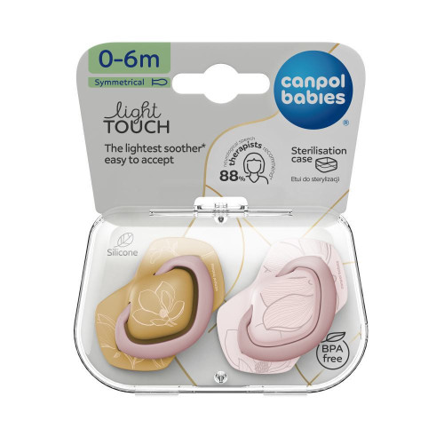 Dudlík silikonový symetrický Light touch Gold Canpol babies 2 ks