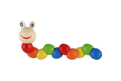 Červík/housenka kloubový dřevo 18 cm barevný