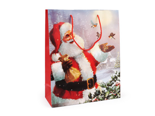 Vánoční dárková taška s glitry 32 x 26 x 10 cm Santa 4