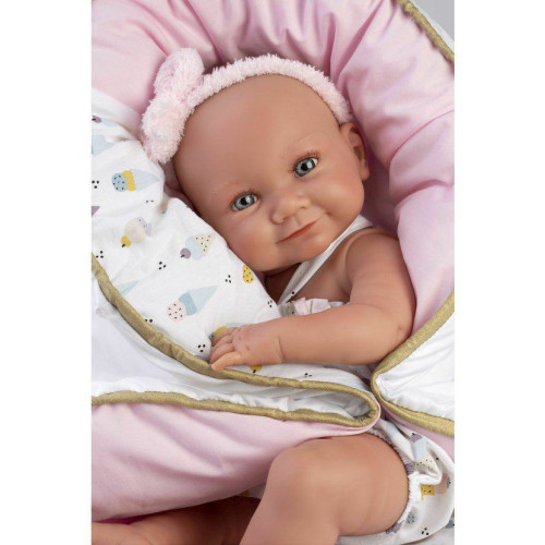 New born holčička realistická panenka miminko s celovinylovým tělem - 40 cm Llorens