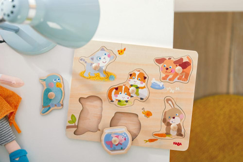 Dřevěné vkládací puzzle Domácí zvířata Haba