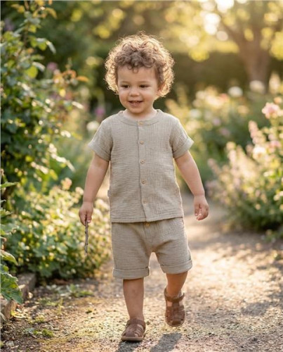 Kojenecká mušelínová košile s kraťasy linen New Baby