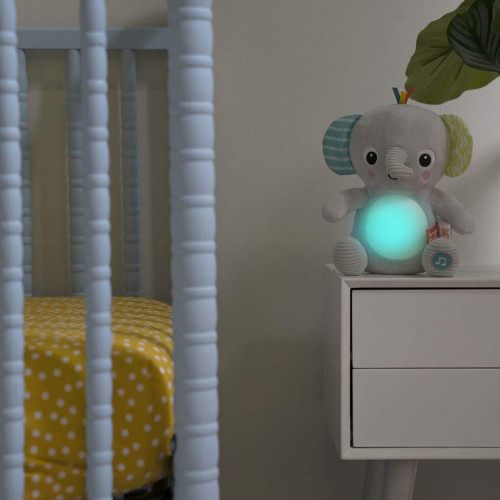 BRIGHT STARTS Hračka plyšová hudební svítící Hug-a-bye Baby ™ sloník 0m +