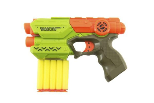 Pistole 21cm na pěnové náboje 5ks plast 2 barvy