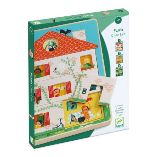 Dřevěné puzzle Domeček Chez Léo Djeco