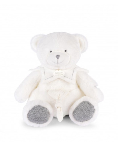 Dárková sada Plyšový medvídek s dečkou 30 cm šedý Doudou
