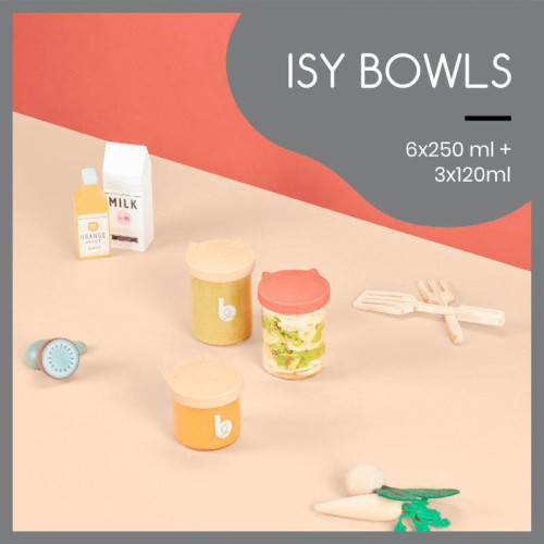 Skleněné misky s víčky ISY Bowls 6 x 250 ml + 3 x 120 ml Babymoov