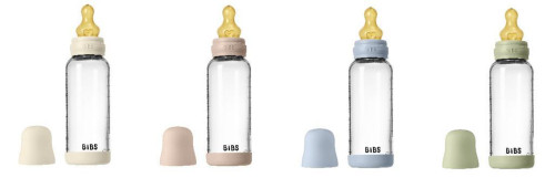 Antikoliková skleněná láhev s kaučukovým dudlíkem 240 ml Bibs