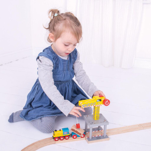 Velký jeřáb žlutý Bigjigs Rail