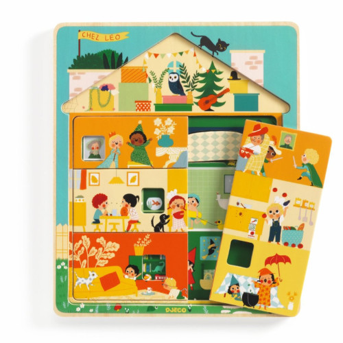 Dřevěné puzzle Domeček Chez Léo Djeco