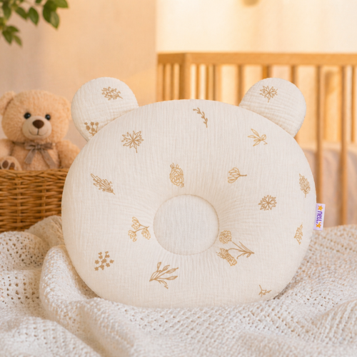 Mušelínový tvarovaný polštářek Louka Nature, béžová Baby Nellys