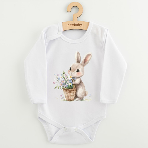 Dětské body s potiskem New Baby Králíček s květinkami