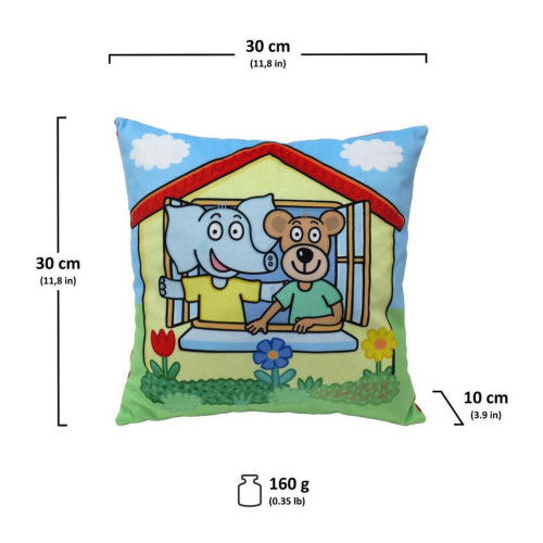 Polštář 30 x 30 cm Eda neposeda a Pepa popleta domeček