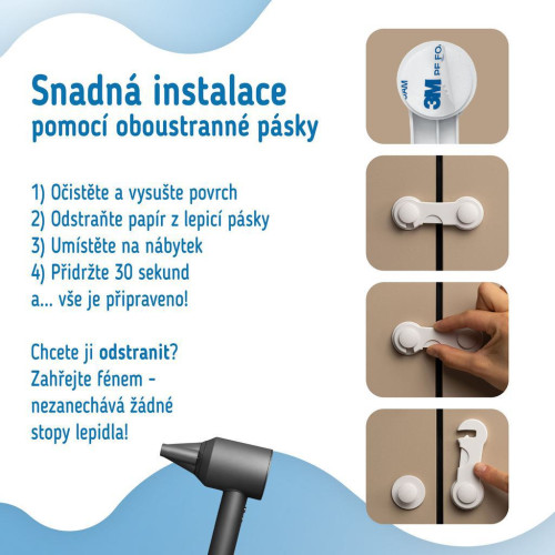 Bezpečnostní zámky na skříňky a zásuvky sada 10 ks Sipo