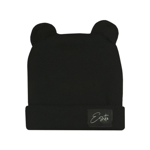 Zimní žebrovaná čepice s oušky Color Black Esito