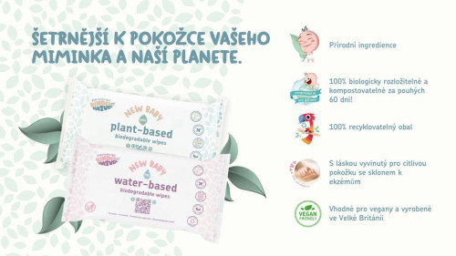 Výhodné balení 12 ks - Dětské vlhčené ubrousky neparfémované (bio) Jackson reece
