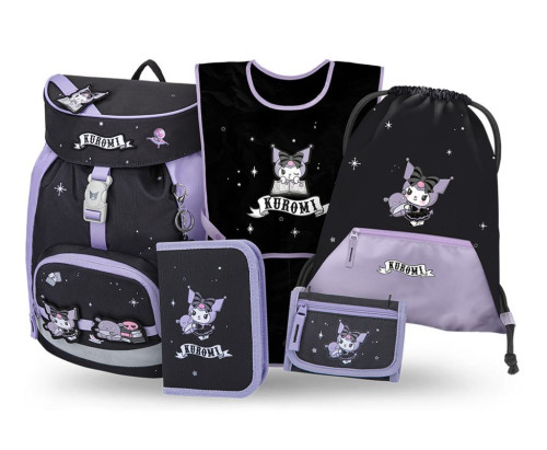 Set 5 Airy Kuromi Fortune Dream: batoh, penál, sáček, zástěra, peněženka GRS Baagl