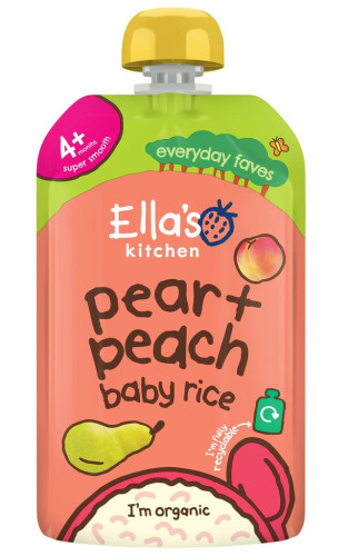 BIO Dětská rýže, hruška a broskve 120 g Ella's Kitchen expirace 31.7.2026