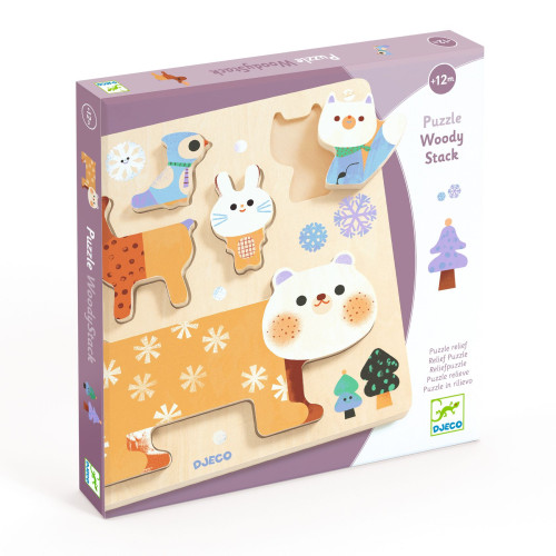 Dřevěné puzzle WoodyStack 5 ks Djeco