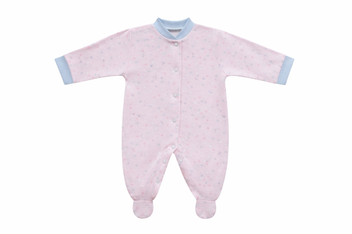 Kojenecký overal bavlna růžový - tečky Baby Service