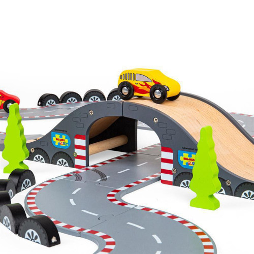 Dřevěná autodráha závodní den Bigjigs Rail