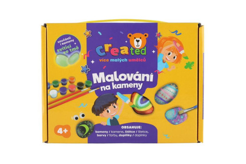 Malování na kameny/oblázky svítící ve tmě s barvami a štětci Created