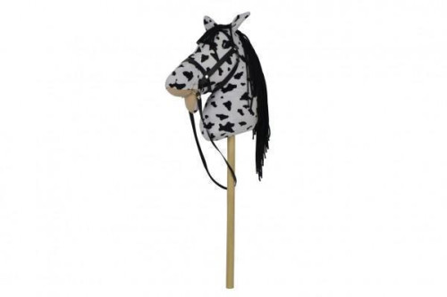 Kůň na tyči plyš 70 cm se zvukem bílo-černý Appaloosa