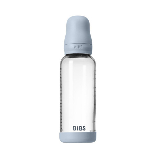 Antikoliková skleněná láhev s kaučukovým dudlíkem 240 ml Bibs