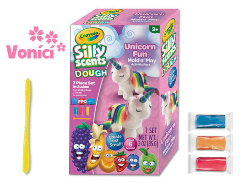 Crayola hmota tvarovací 28 g vonící 3 barvy 3 ks + sada tvarovátek jednorožec