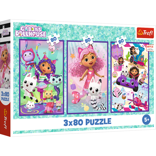 Puzzle Gabbyiny barevné dny 3 v 1 3 x 80 dílků