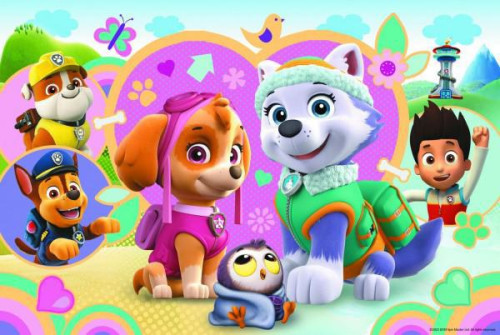 Puzzle třpytivé Skye a Everest Tlapková patrola/Paw patrol 70 dílků