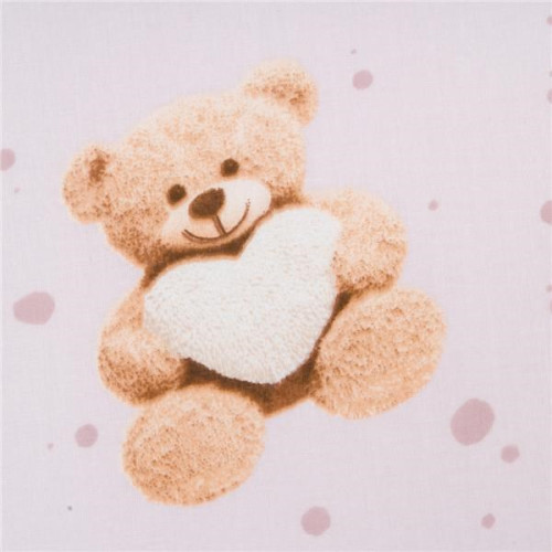 Bavlněné prostěradlo do kočárku Love Teddy Bear 35x75 cm pink New Baby