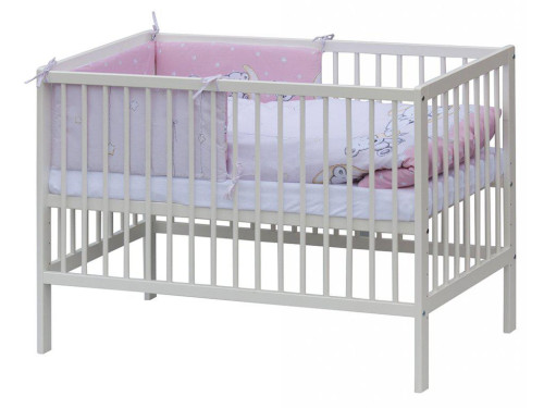Postýlka 120 x 60 cm s kompletní výbavou Toro Borovice Bílá Scarlett