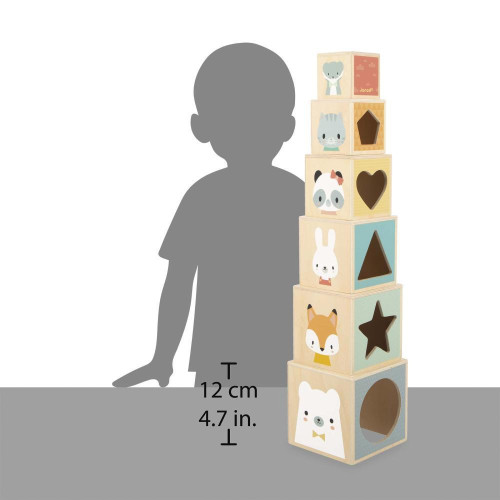 Skladací dřevěná pyramida Zvířátka 6 ks Pure Janod