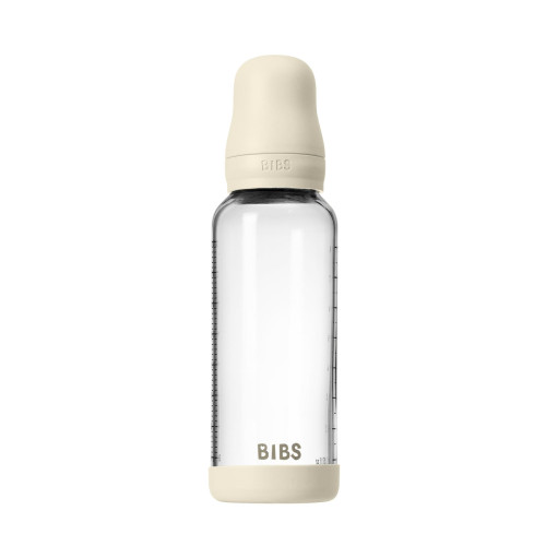 Antikoliková skleněná láhev s kaučukovým dudlíkem 240 ml Bibs