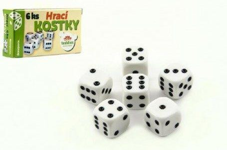 Hrací kostky 13x13mm společenská hra 6ks