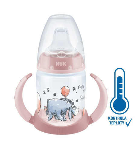 Kojenecká láhev na učení NUK Medvídek Pú s kontrolou teploty 150 ml