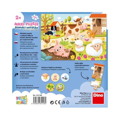 První hraní Domácí zvířátka maxi puzzle 15 dílků Dino