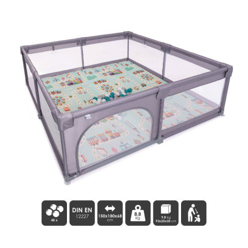 Ohrádka Playpark Grey s matrací BabyGo