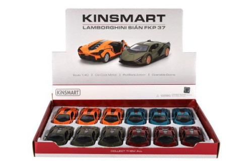 Auto Kinsmart Lamborghini Sián FKP 37 kov/plast 13 cm na zpětné natažení 12ks v bo