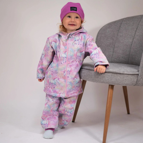 Dětská softshellová bunda Duo Jednorožec - růžová Esito