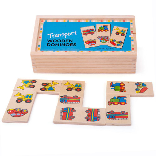 Dřevěné domino dopravní prostředky Bigjigs Toys
