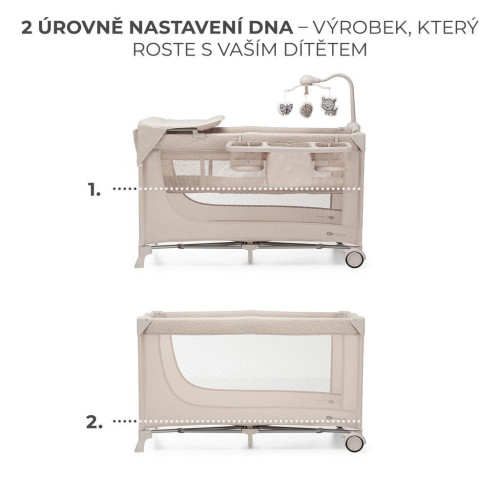 KINDERKRAFT Postýlka cestovní Joy 2 s doplňky Beige