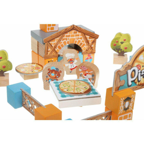 Pizzeria - dřevěná stavebnice s kartonovými doplňky Cubika
