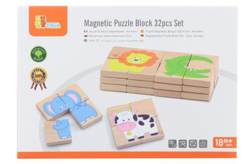 Dřevěné magnetické puzzle - zvířátka Viga