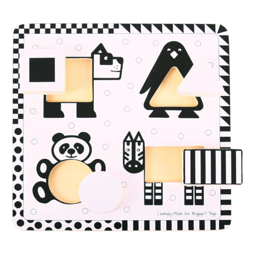 Dřevěné vkládací puzzle černobílé tvary 1 Bigjigs Toys